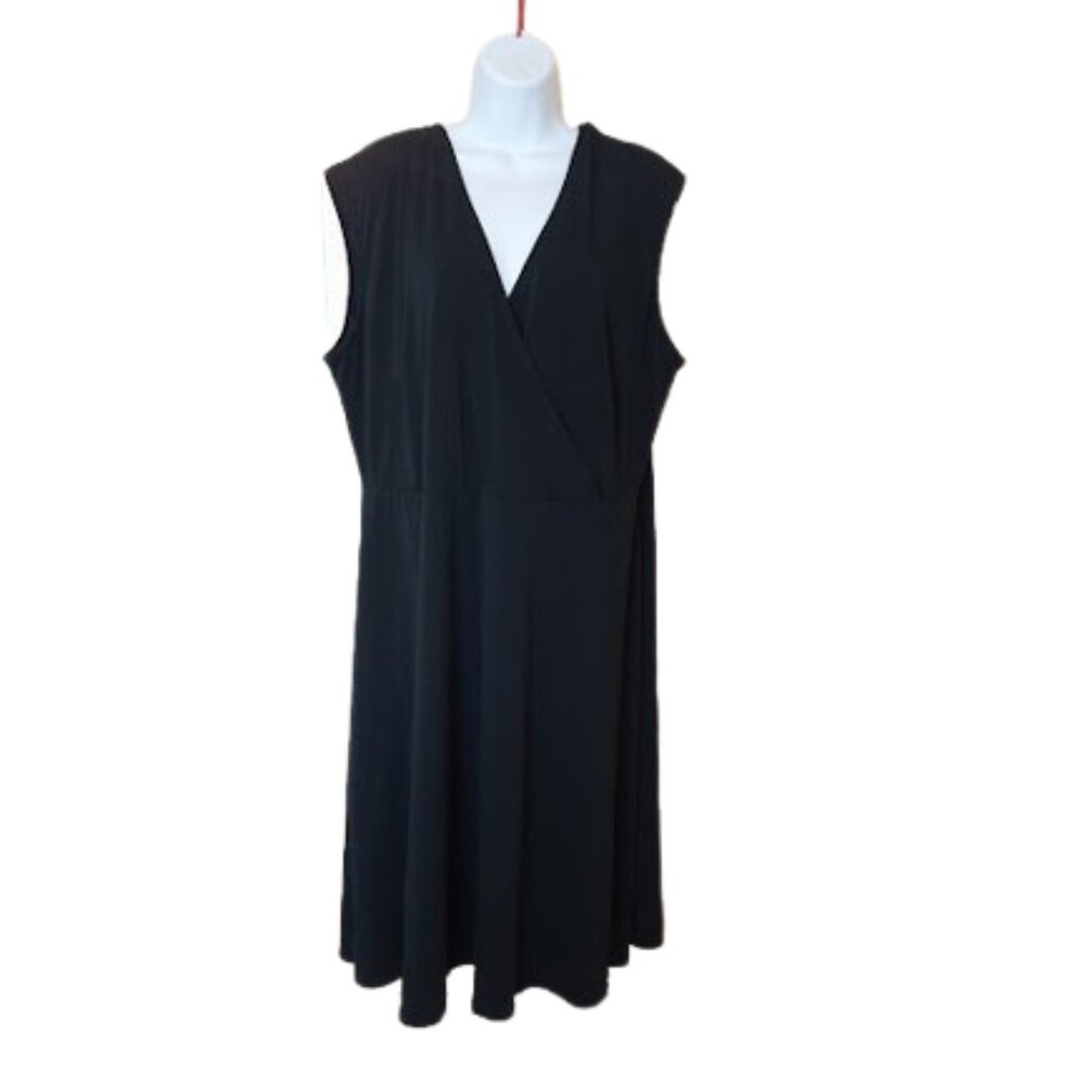 Black Faux Wrap Sleeveless Dress Fits 2X